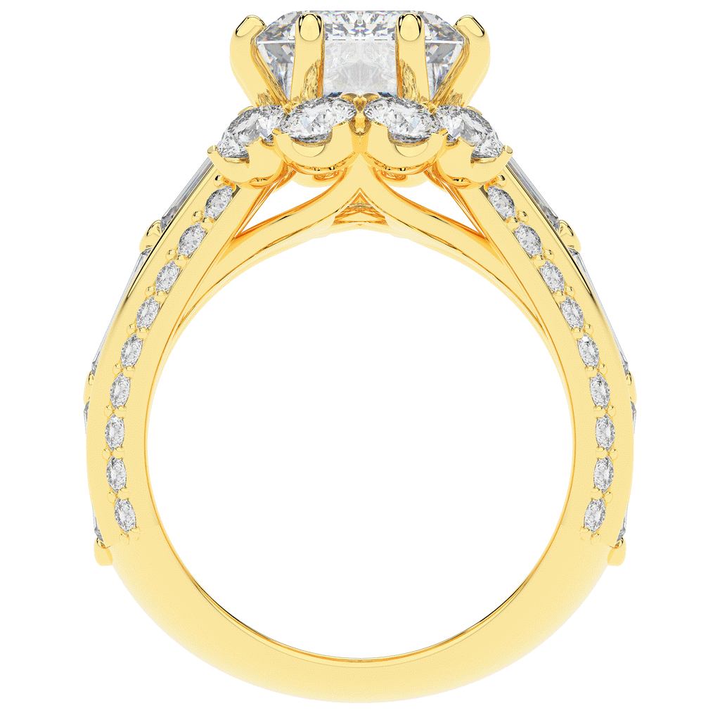 8.25CT.TW EMERALD CUT LAB DIAMOND HALO ENGAGEMENT RING - Nazarelle