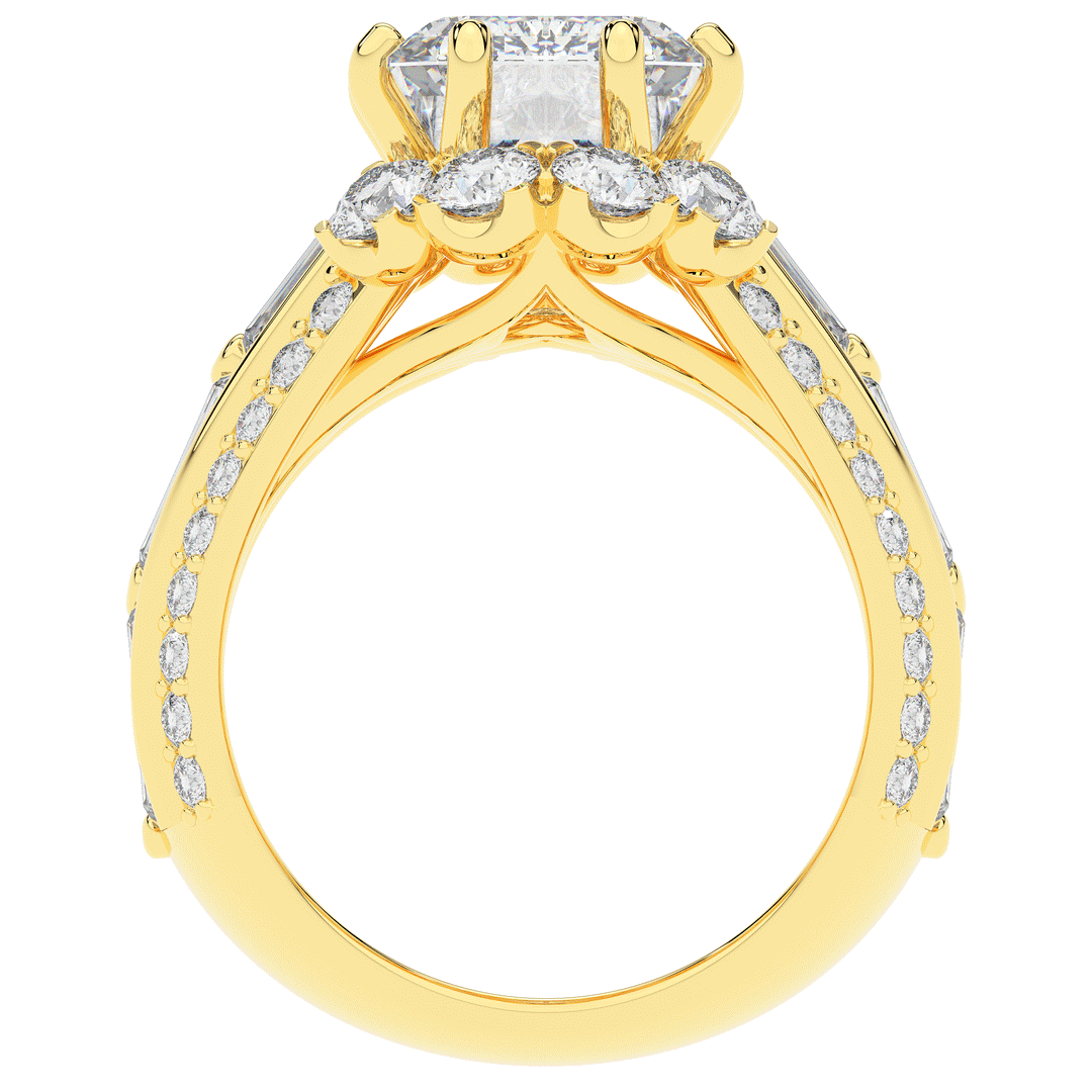8.25CT.TW EMERALD CUT LAB DIAMOND HALO ENGAGEMENT RING - Nazarelle