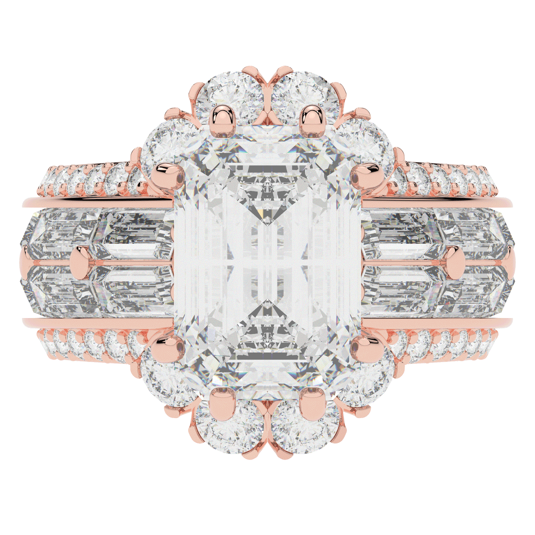 8.25CT.TW EMERALD CUT LAB DIAMOND HALO ENGAGEMENT RING - Nazarelle