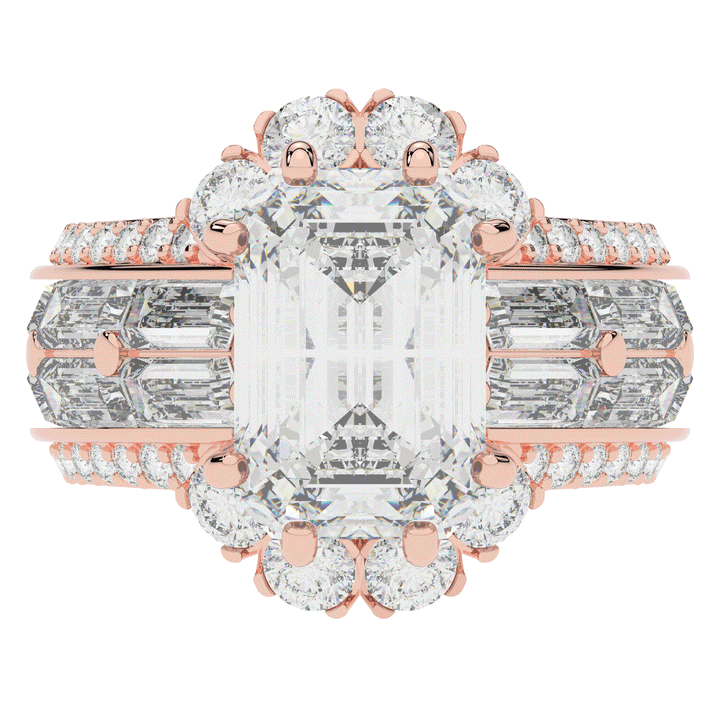 8.25CT.TW EMERALD CUT LAB DIAMOND HALO ENGAGEMENT RING - Nazarelle