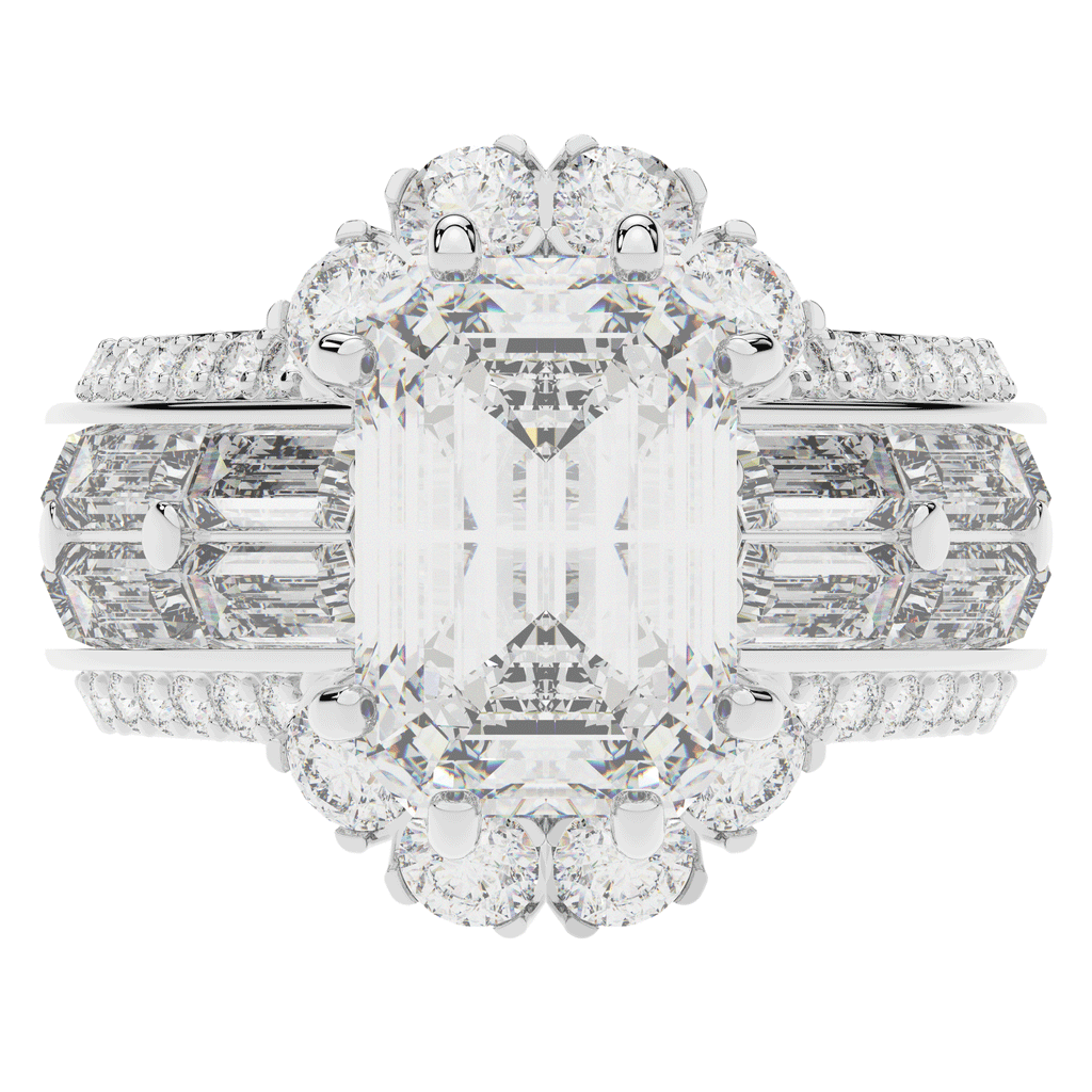 8.25CT.TW EMERALD CUT LAB DIAMOND HALO ENGAGEMENT RING - Nazarelle