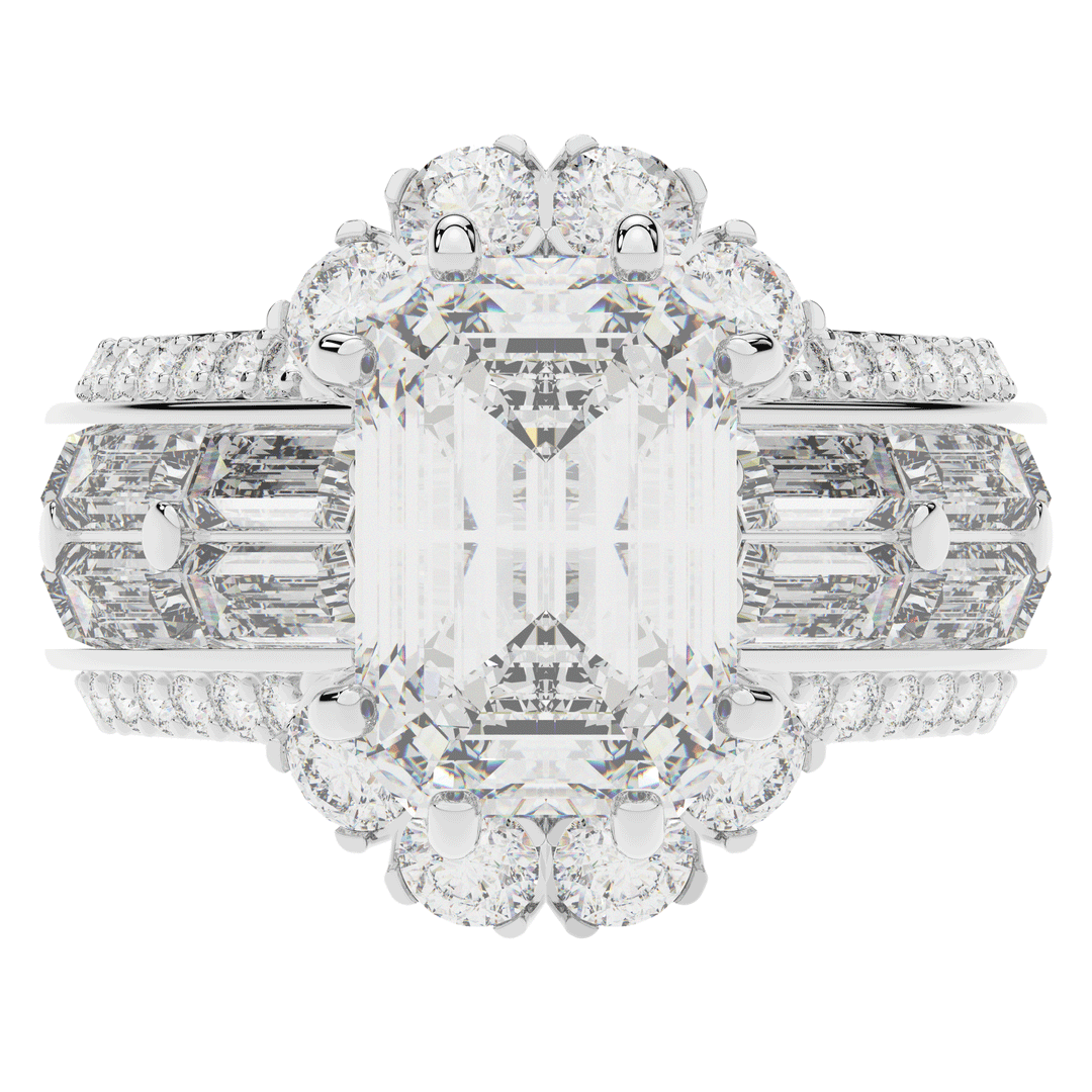 8.25CT.TW EMERALD CUT LAB DIAMOND HALO ENGAGEMENT RING - Nazarelle