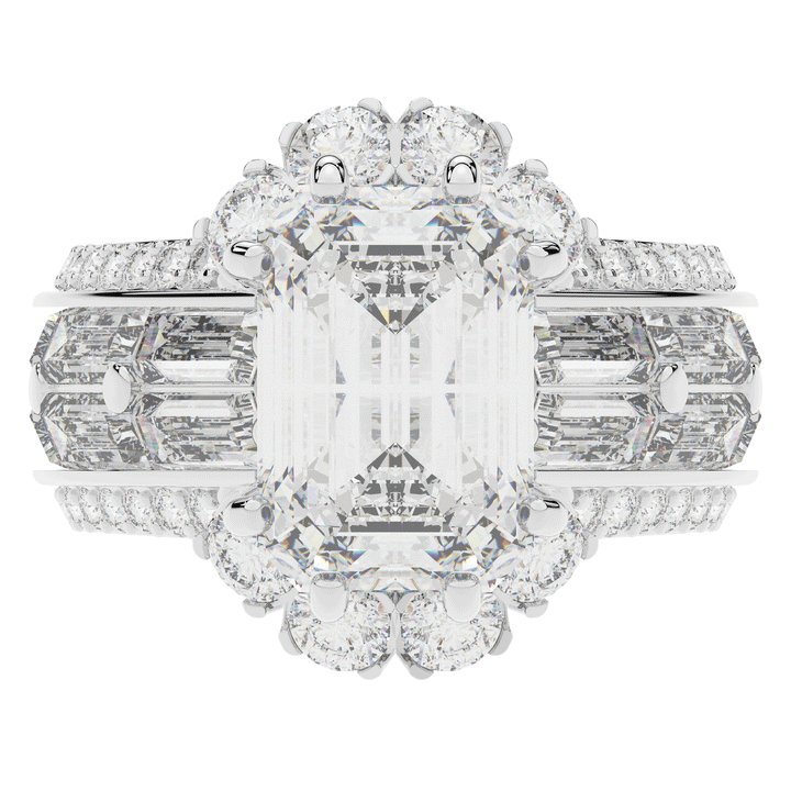 8.25CT.TW EMERALD CUT LAB DIAMOND HALO ENGAGEMENT RING - Nazarelle