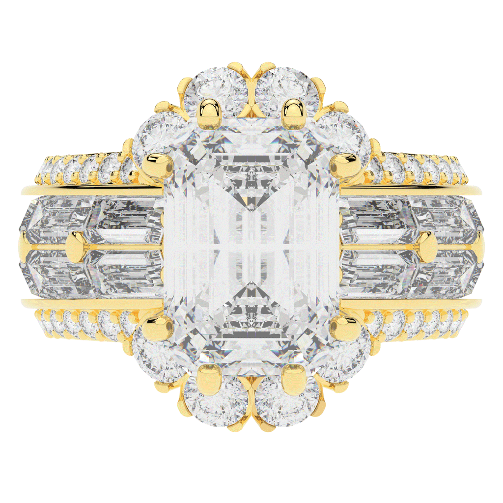 8.25CT.TW EMERALD CUT LAB DIAMOND HALO ENGAGEMENT RING - Nazarelle