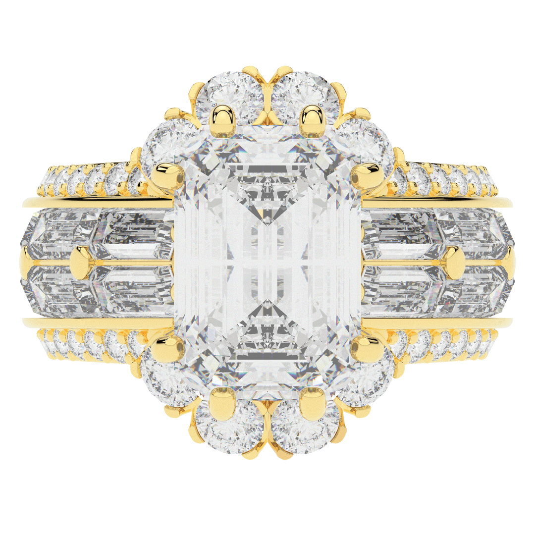 8.25CT.TW EMERALD CUT LAB DIAMOND HALO ENGAGEMENT RING - Nazarelle