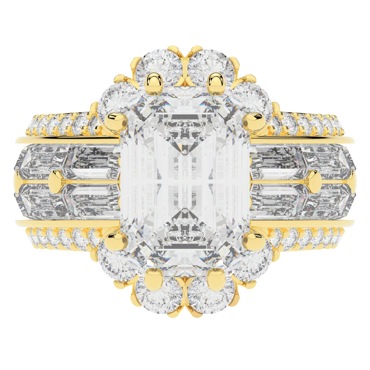 8.25CT.TW EMERALD CUT LAB DIAMOND HALO ENGAGEMENT RING - Nazarelle