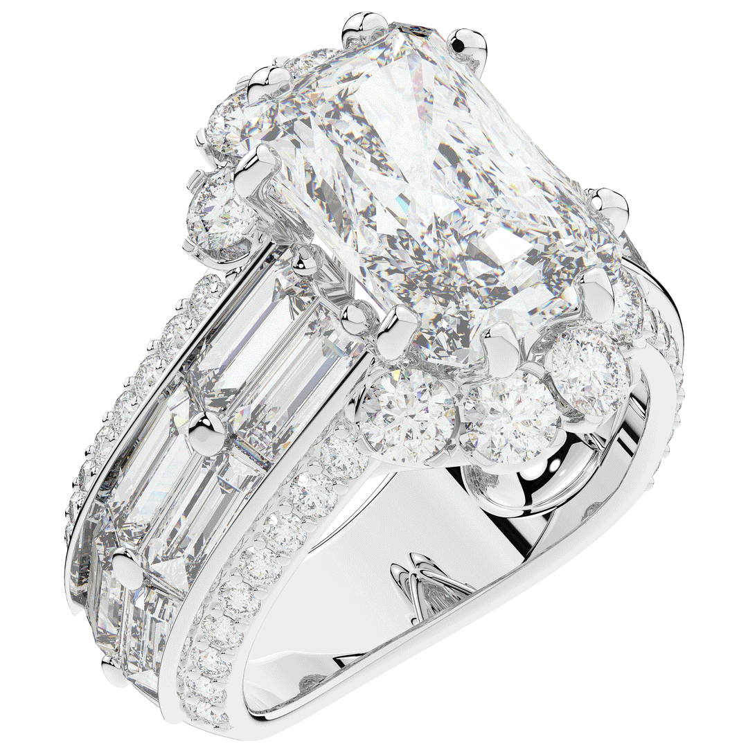 8.25CT.TW RADIANT LAB DIAMOND HALO ENGAGEMENT RING - Nazarelle