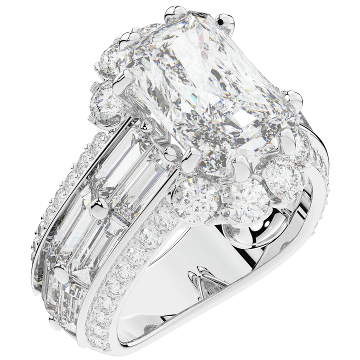 8.25CT.TW RADIANT LAB DIAMOND HALO ENGAGEMENT RING - Nazarelle