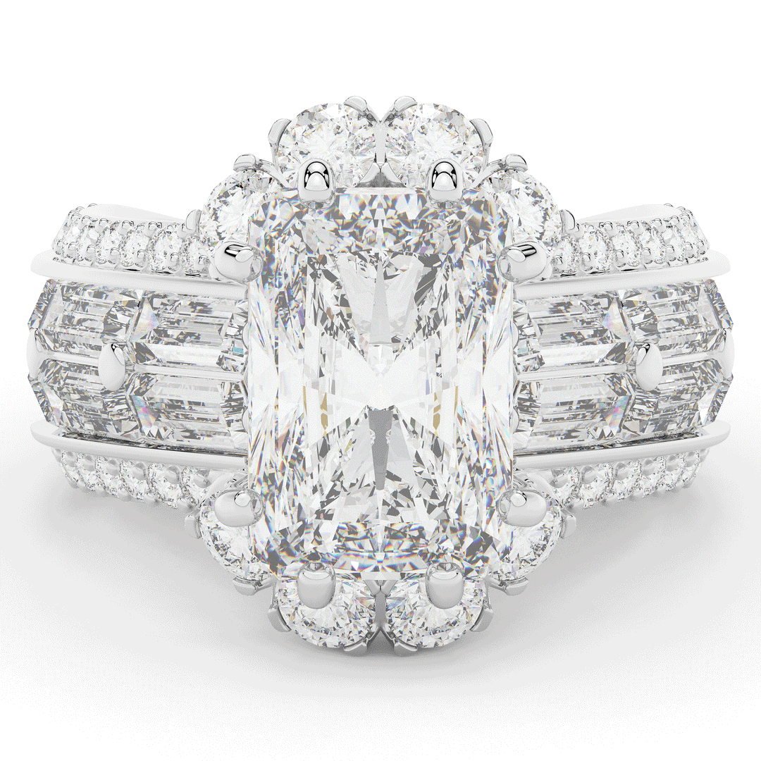 8.25CT.TW RADIANT LAB DIAMOND HALO ENGAGEMENT RING - Nazarelle