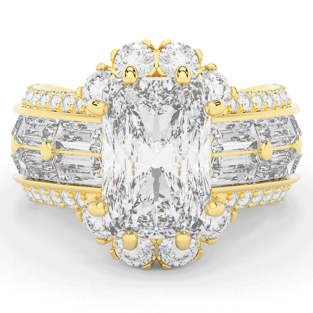 8.25CT.TW RADIANT LAB DIAMOND HALO ENGAGEMENT RING - Nazarelle