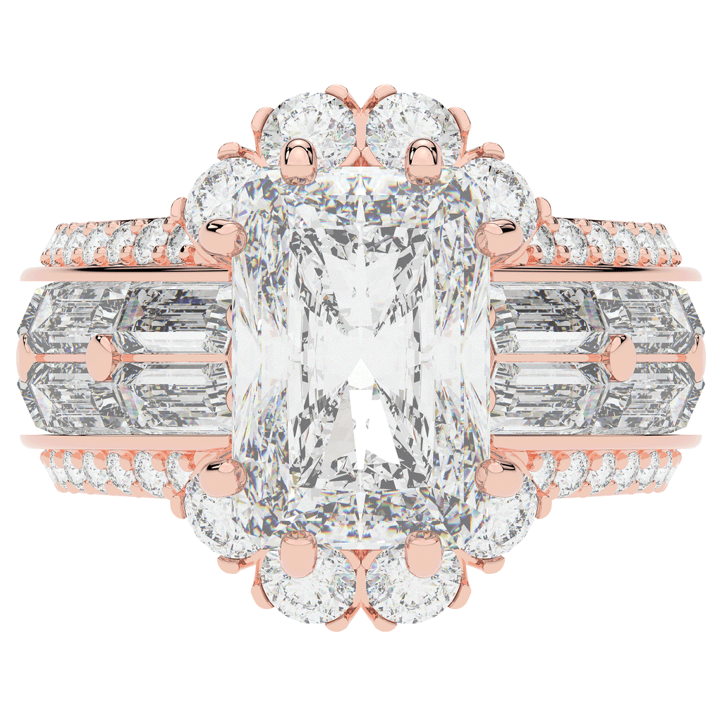 8.25CT.TW RADIANT LAB DIAMOND HALO ENGAGEMENT RING - Nazarelle