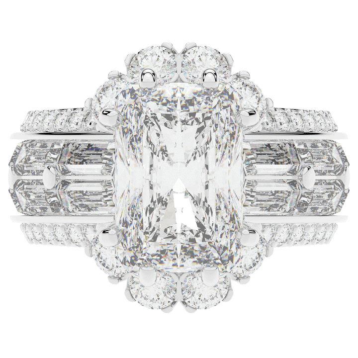 8.25CT.TW RADIANT LAB DIAMOND HALO ENGAGEMENT RING - Nazarelle