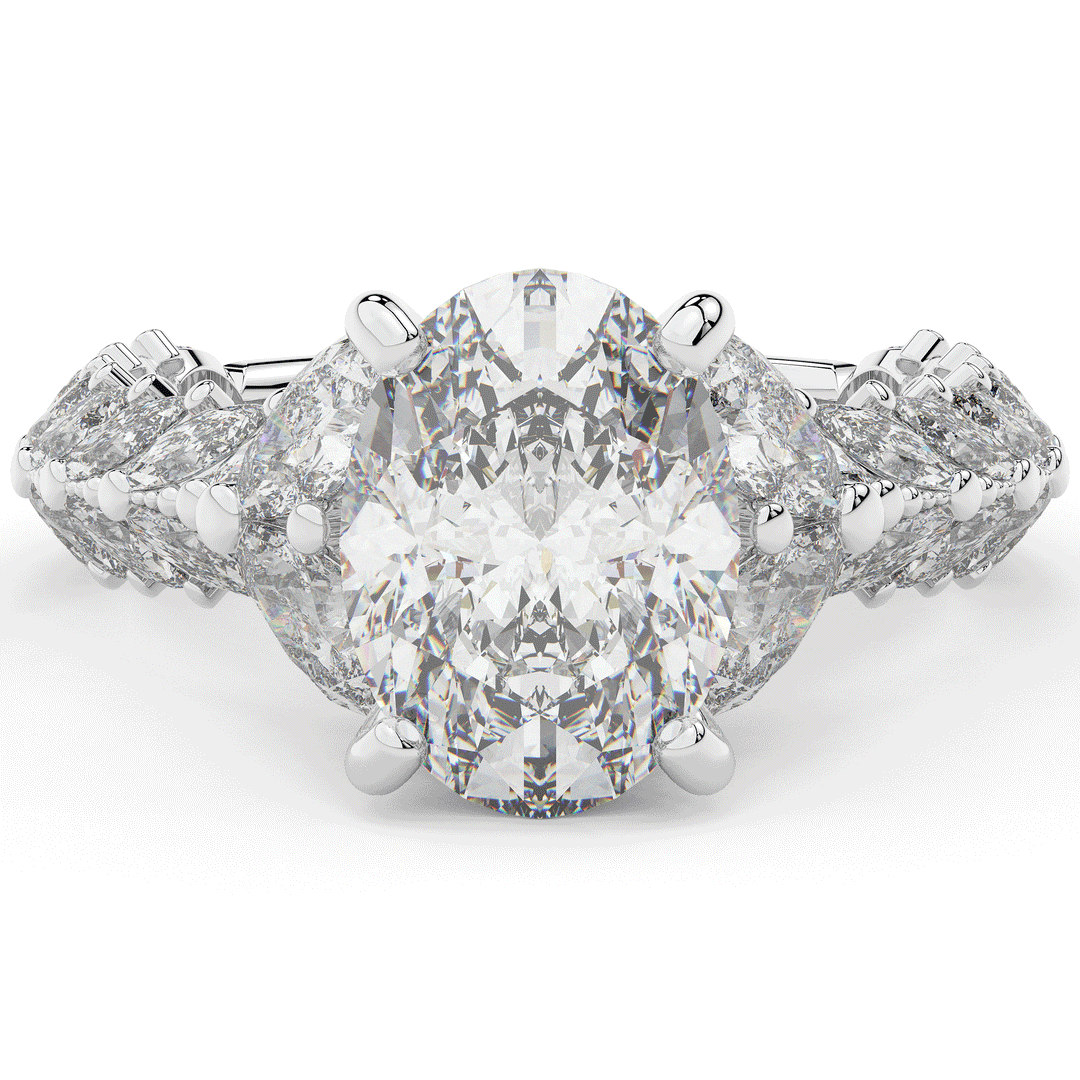 5.25CT.TW OVAL LAB DIAMOND HALO ENGAGEMENT RING - Nazarelle