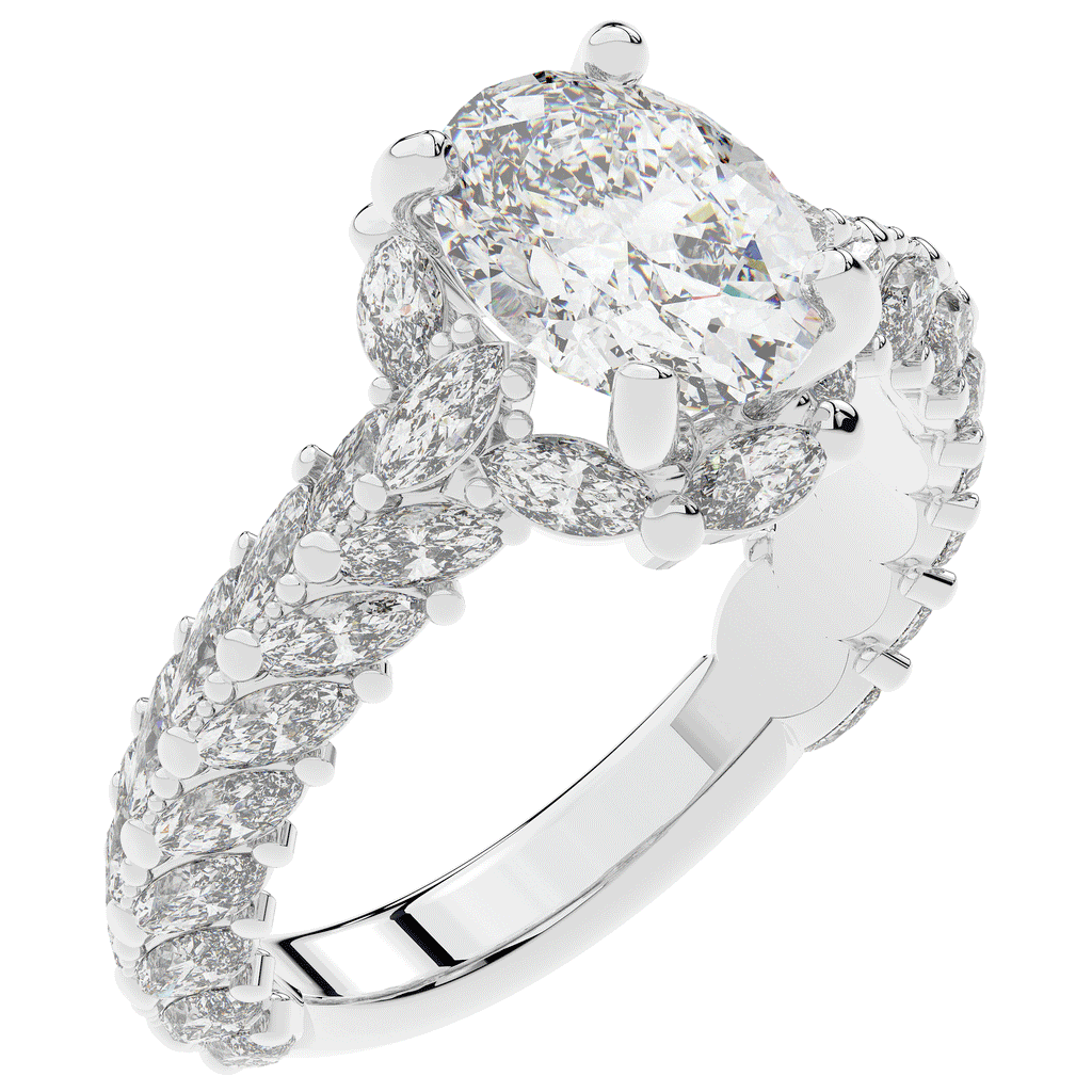 3.10CT.TW OVAL LAB DIAMOND HALO ENGAGEMENT RING - Nazarelle