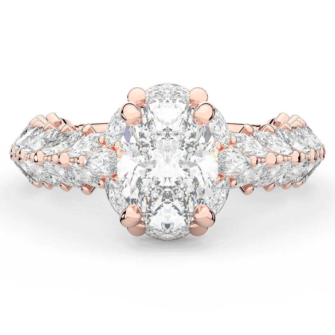 3.10CT.TW OVAL LAB DIAMOND HALO ENGAGEMENT RING - Nazarelle