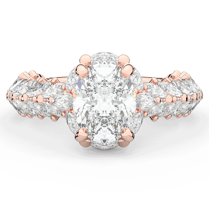3.10CT.TW OVAL LAB DIAMOND HALO ENGAGEMENT RING - Nazarelle