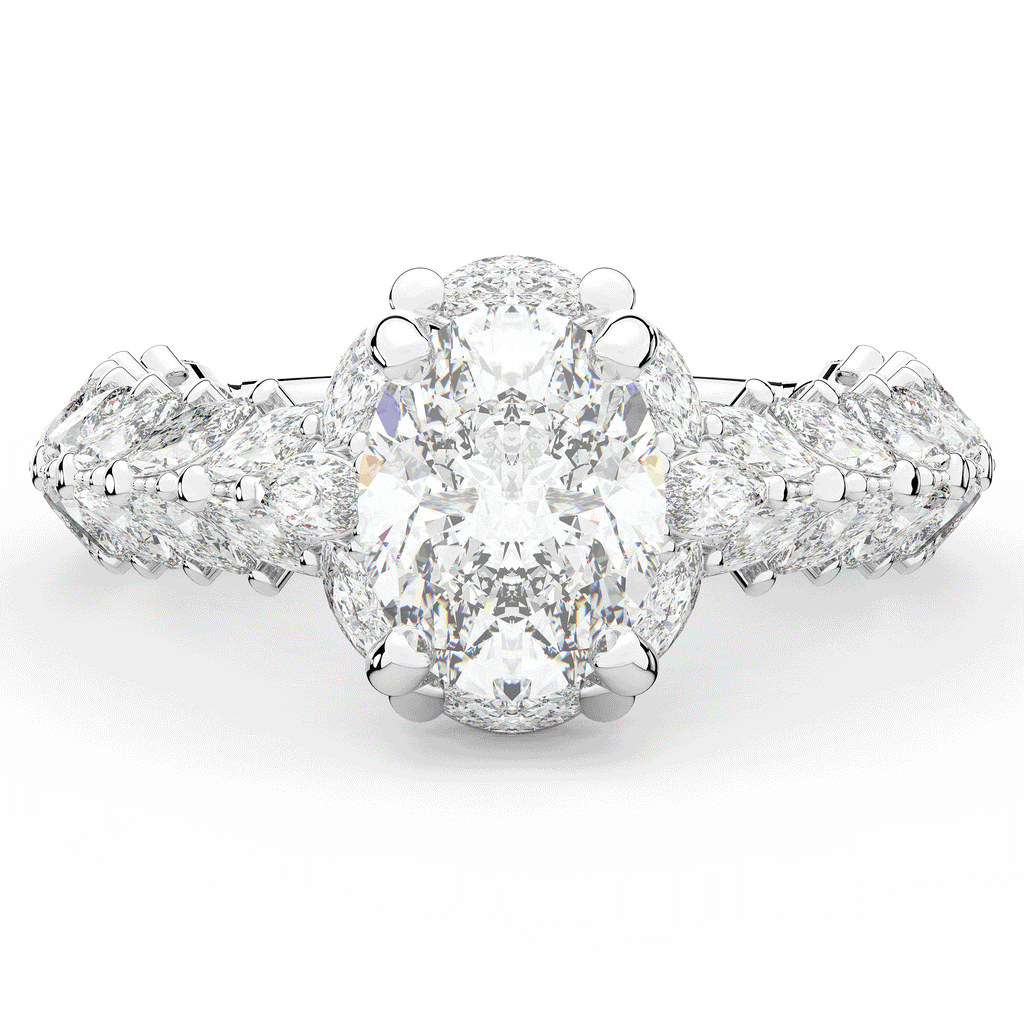 3.10CT.TW OVAL LAB DIAMOND HALO ENGAGEMENT RING - Nazarelle