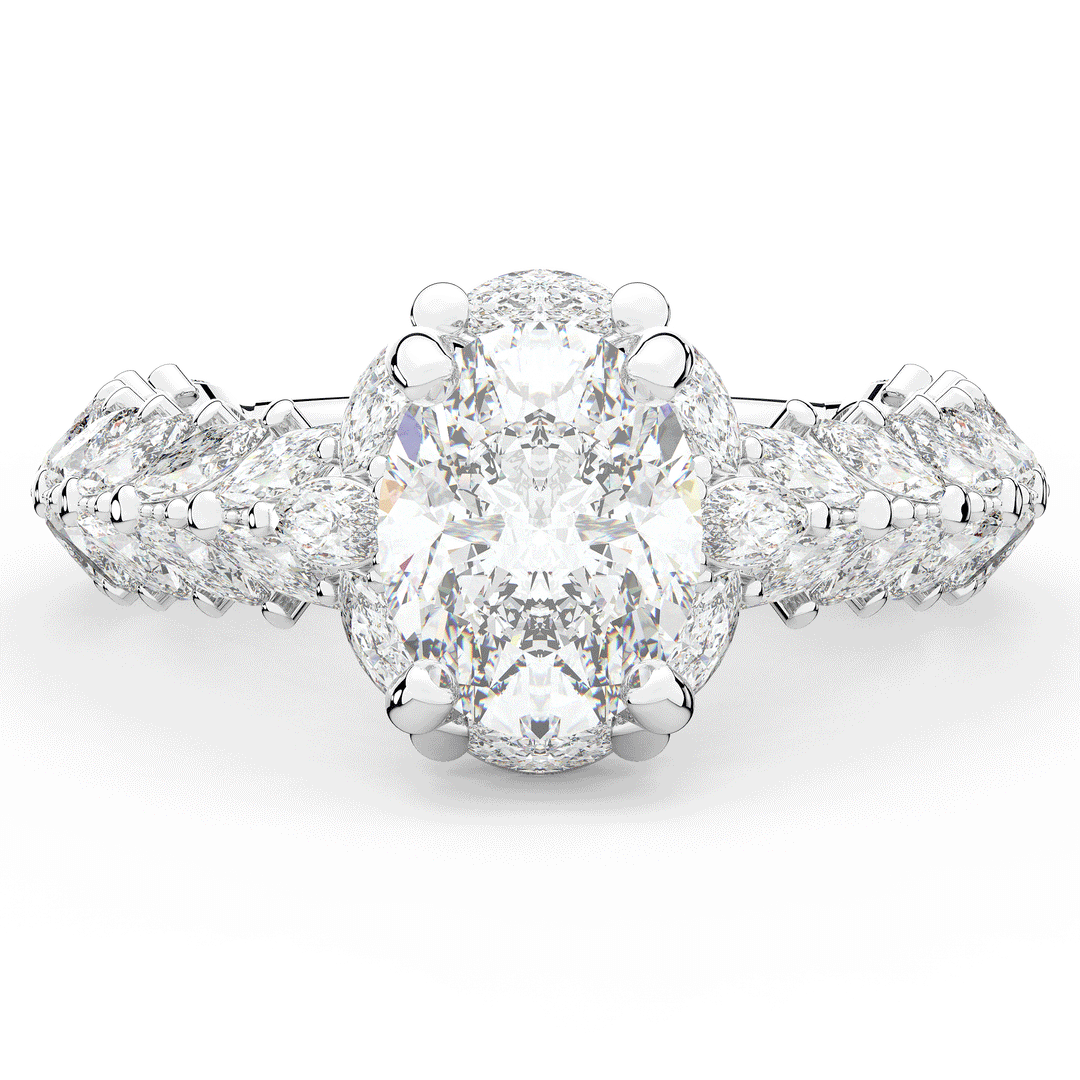 3.10CT.TW OVAL LAB DIAMOND HALO ENGAGEMENT RING - Nazarelle