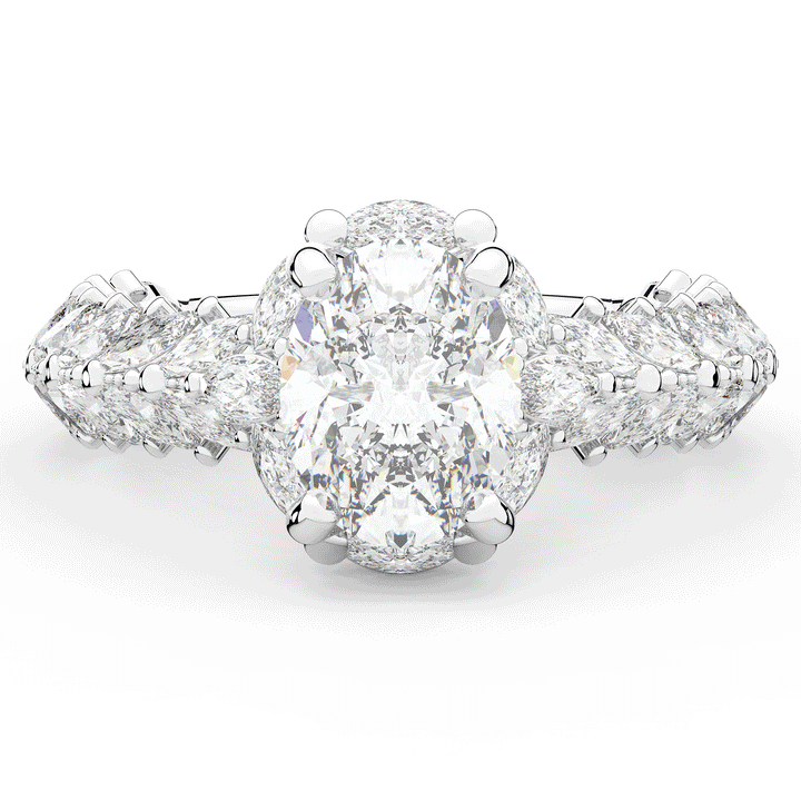 3.10CT.TW OVAL LAB DIAMOND HALO ENGAGEMENT RING - Nazarelle