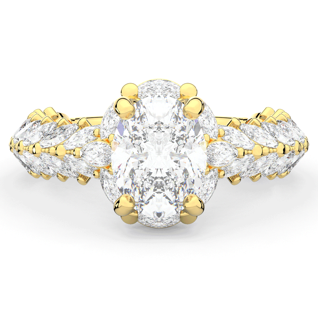 3.10CT.TW OVAL LAB DIAMOND HALO ENGAGEMENT RING - Nazarelle