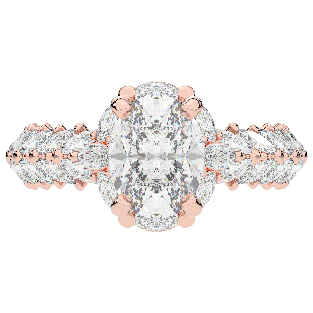3.10CT.TW OVAL LAB DIAMOND HALO ENGAGEMENT RING - Nazarelle