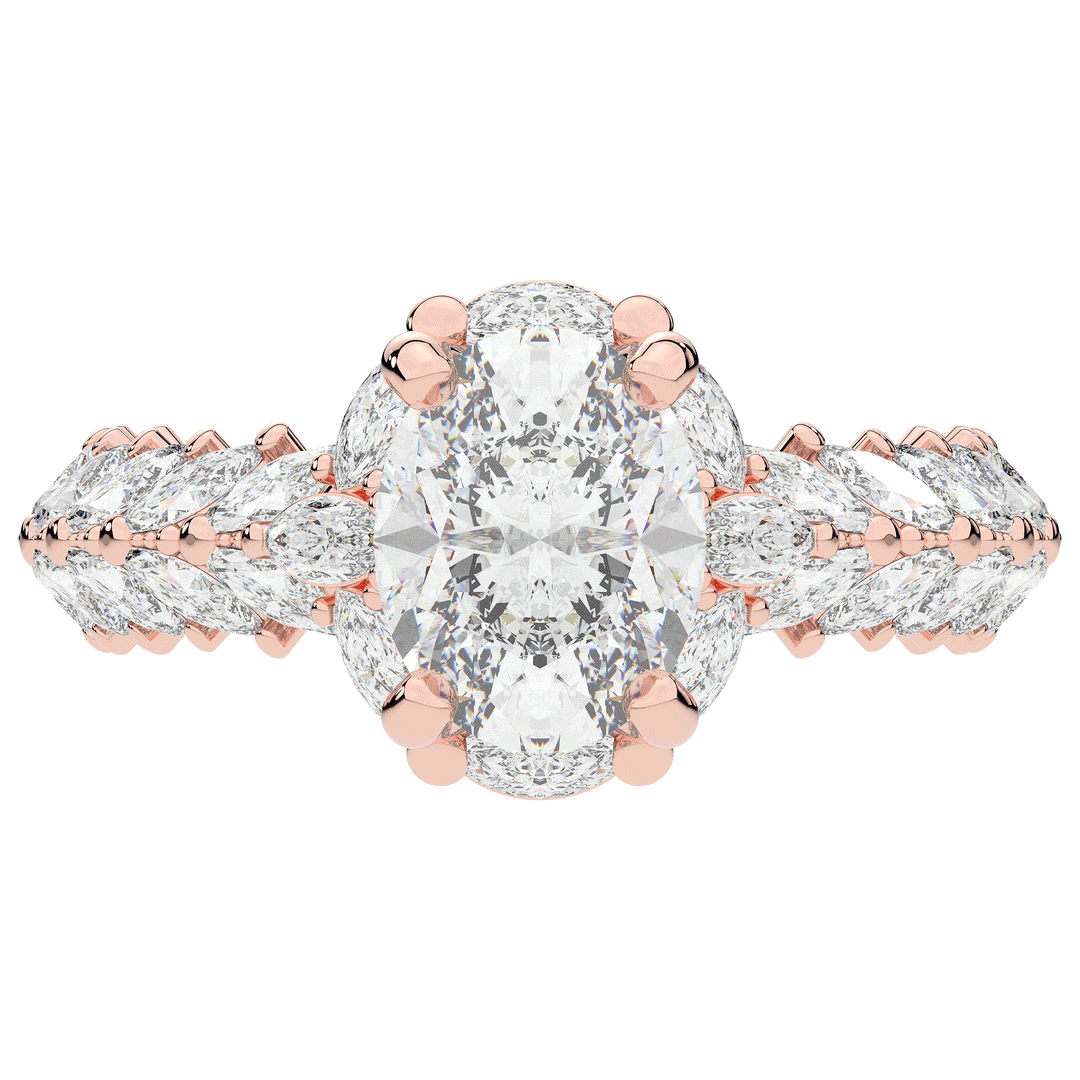 3.10CT.TW OVAL LAB DIAMOND HALO ENGAGEMENT RING - Nazarelle