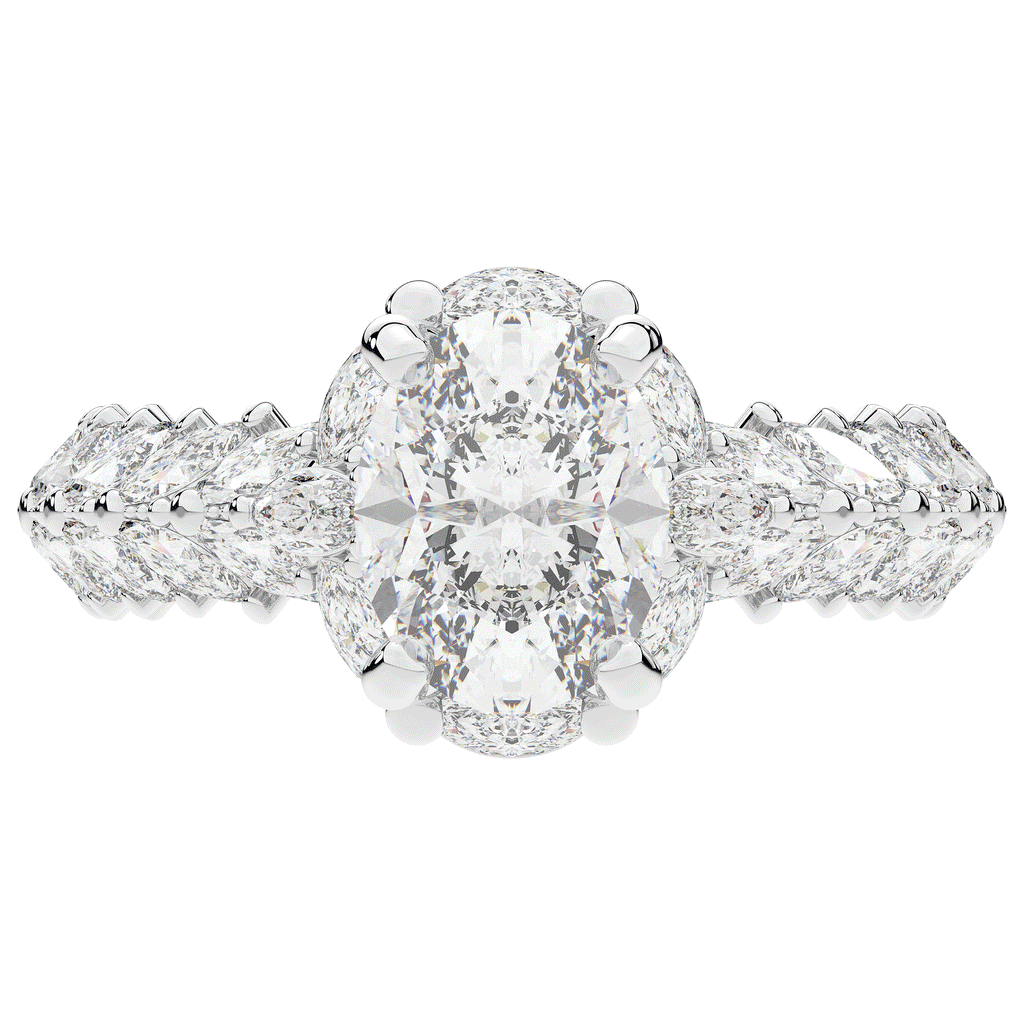 3.10CT.TW OVAL LAB DIAMOND HALO ENGAGEMENT RING - Nazarelle