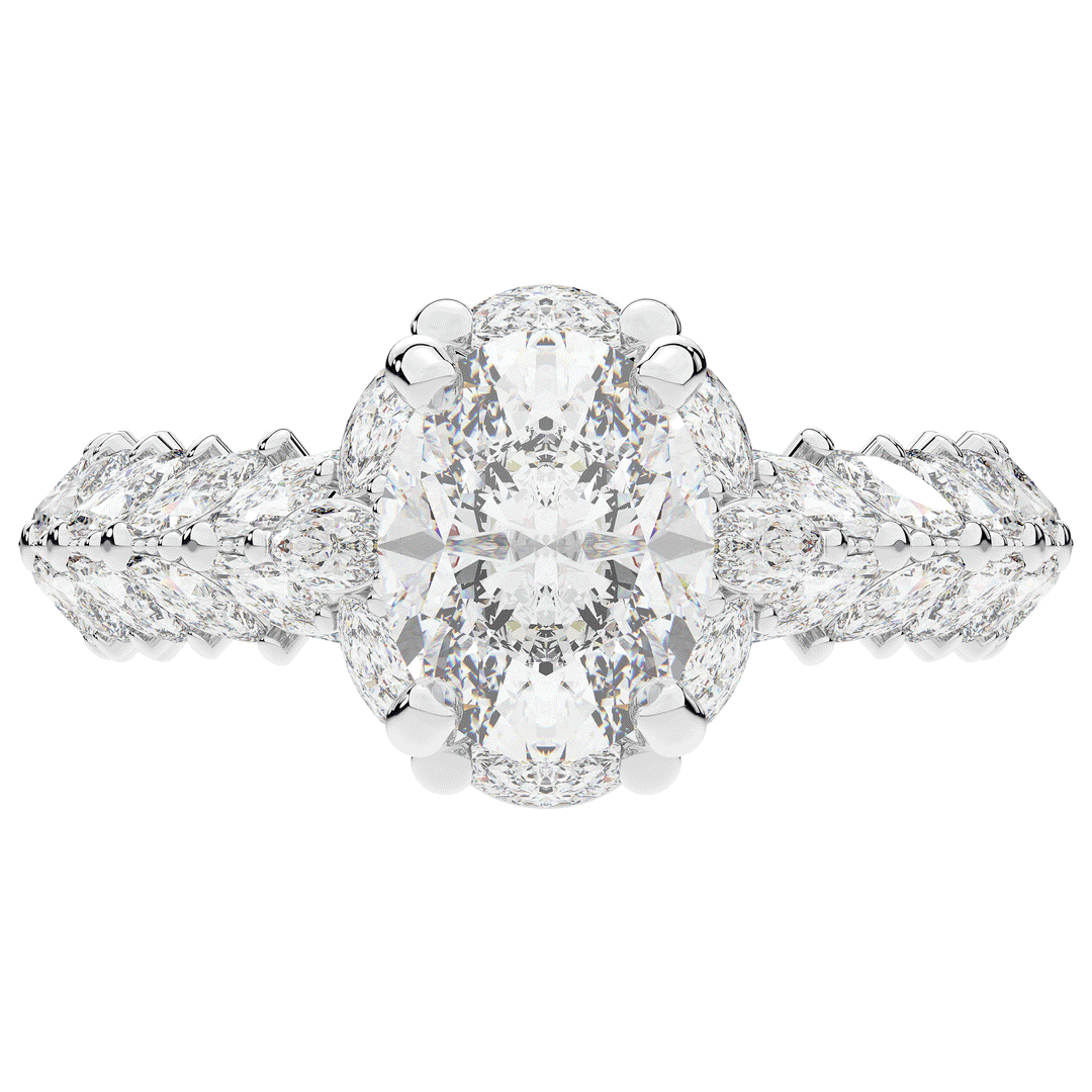 3.10CT.TW OVAL LAB DIAMOND HALO ENGAGEMENT RING - Nazarelle