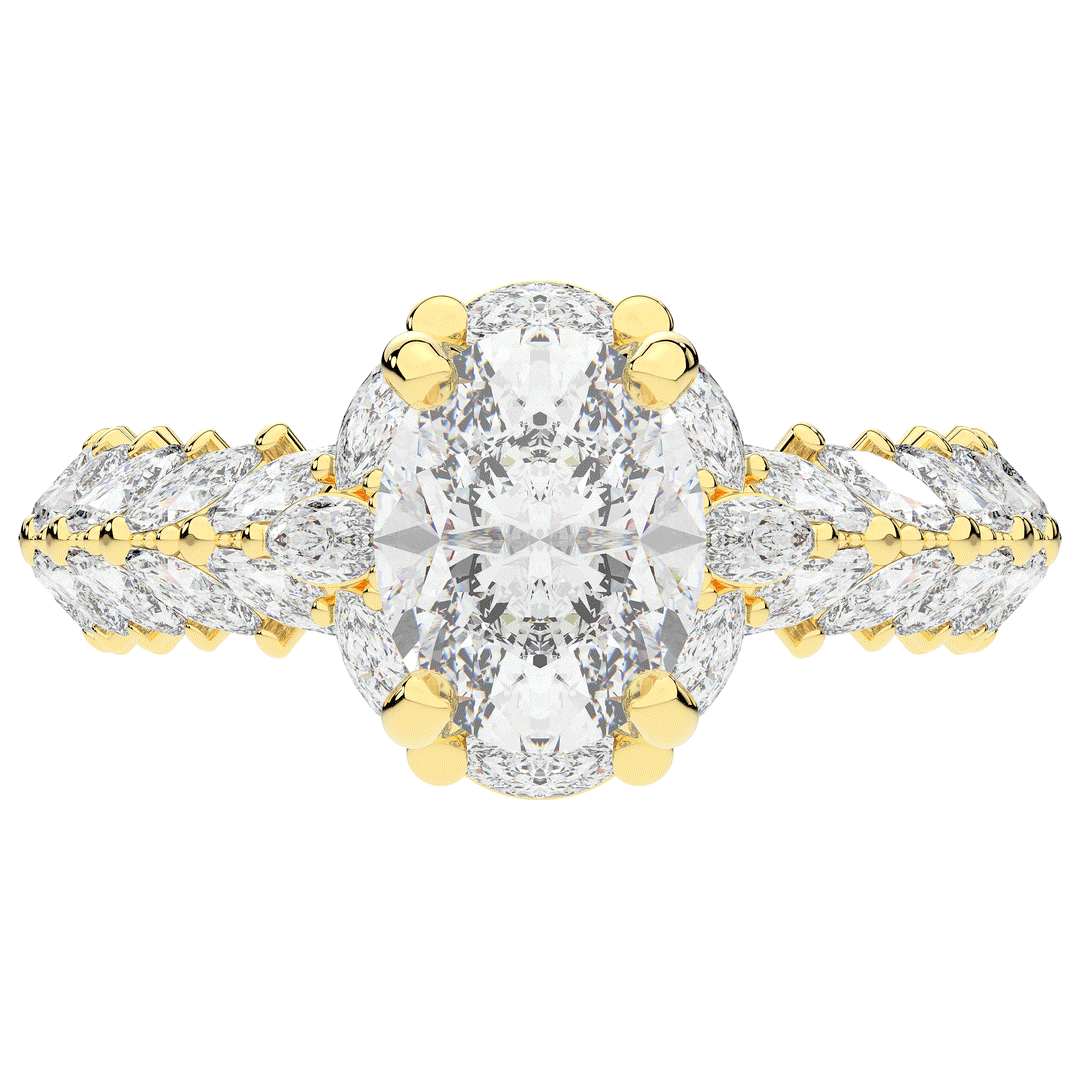 3.10CT.TW OVAL LAB DIAMOND HALO ENGAGEMENT RING - Nazarelle