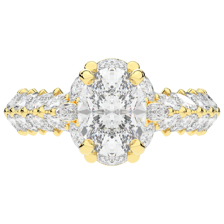 3.10CT.TW OVAL LAB DIAMOND HALO ENGAGEMENT RING - Nazarelle