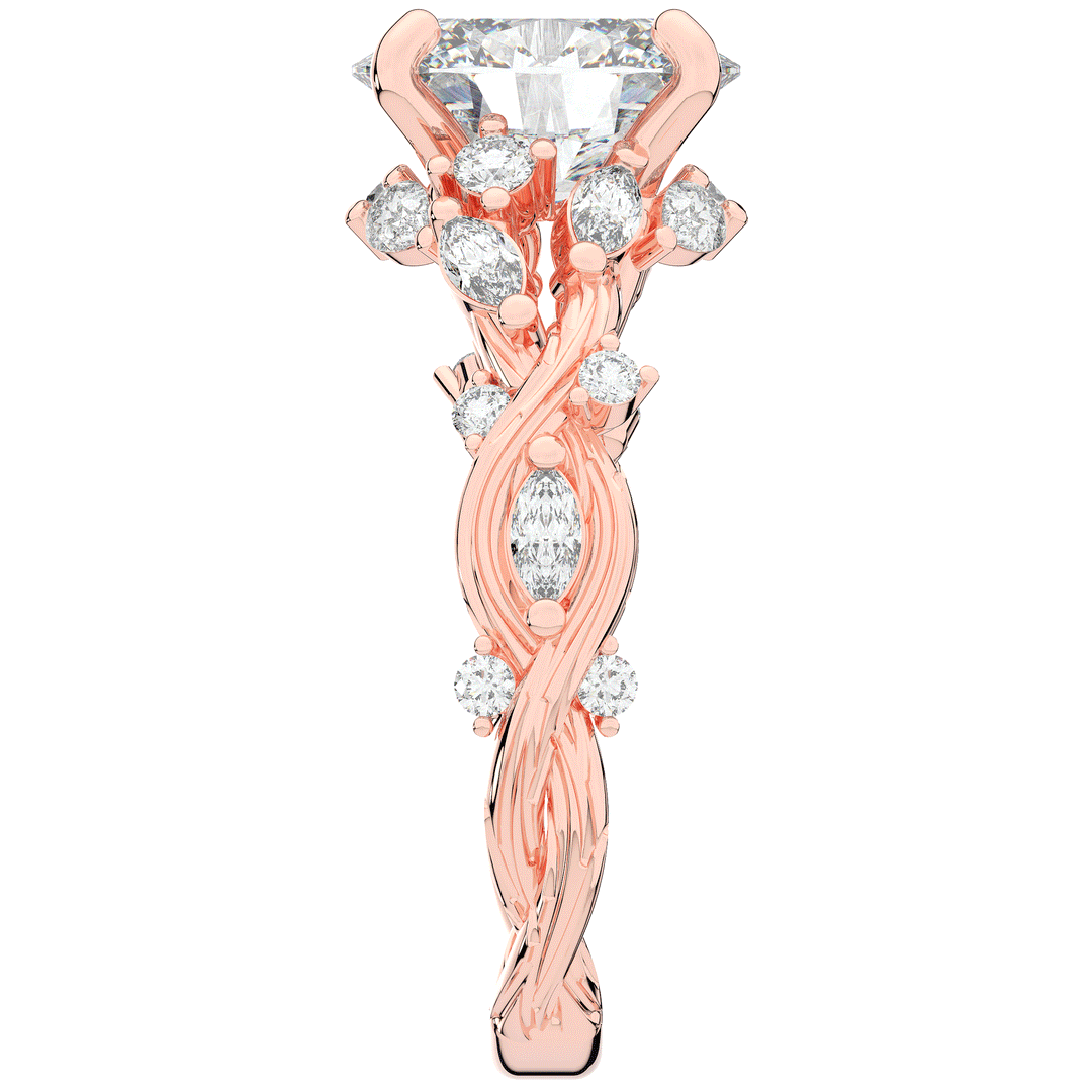 2.60CT.TW OVAL LAB DIAMOND STYLIZED VINE AND TREE BARK FINISH ENGAGEMENT RING - Nazarelle