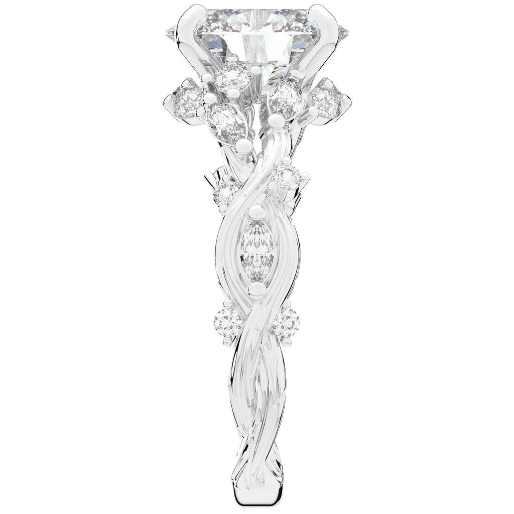 2.60CT.TW OVAL LAB DIAMOND STYLIZED VINE AND TREE BARK FINISH ENGAGEMENT RING - Nazarelle