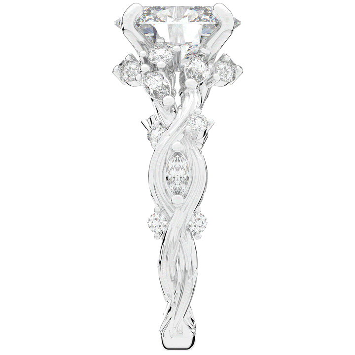 2.60CT.TW OVAL LAB DIAMOND STYLIZED VINE AND TREE BARK FINISH ENGAGEMENT RING - Nazarelle