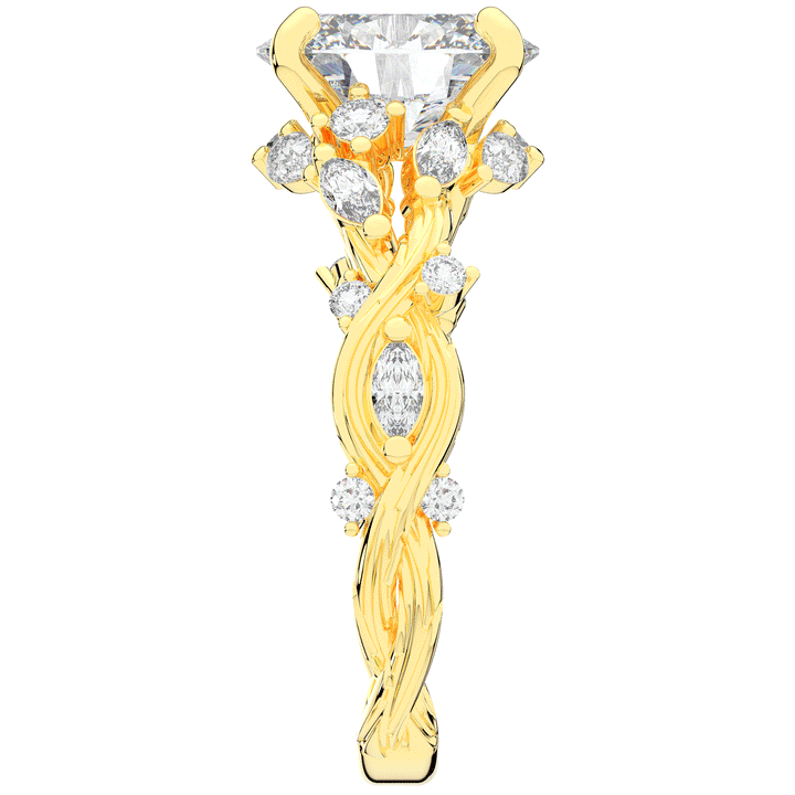 2.60CT.TW OVAL LAB DIAMOND STYLIZED VINE AND TREE BARK FINISH ENGAGEMENT RING - Nazarelle