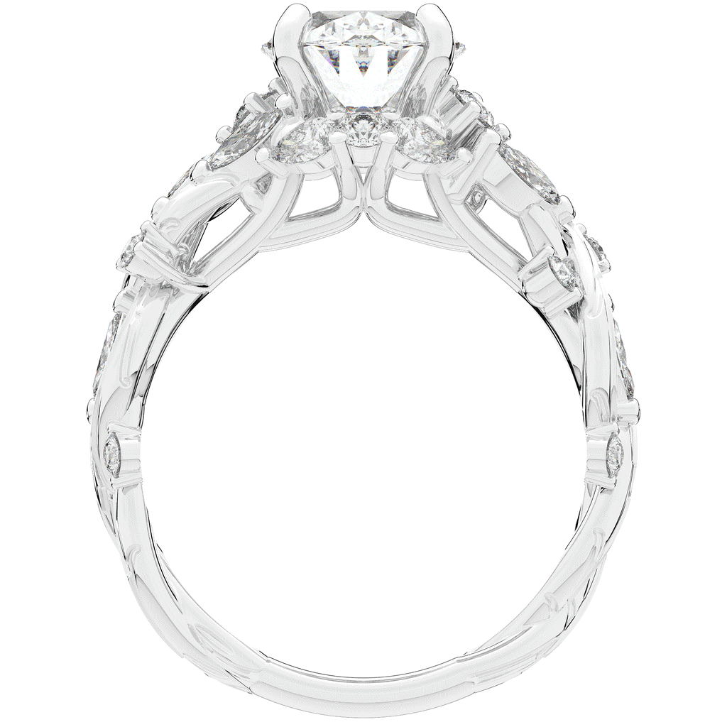 2.60CT.TW OVAL LAB DIAMOND STYLIZED VINE AND TREE BARK FINISH ENGAGEMENT RING - Nazarelle