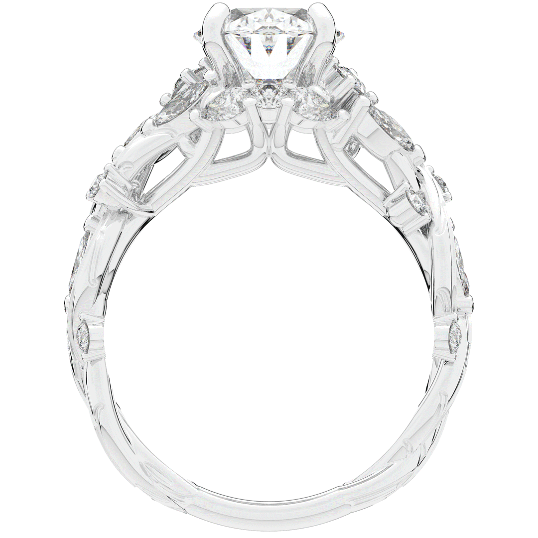 2.60CT.TW OVAL LAB DIAMOND STYLIZED VINE AND TREE BARK FINISH ENGAGEMENT RING - Nazarelle