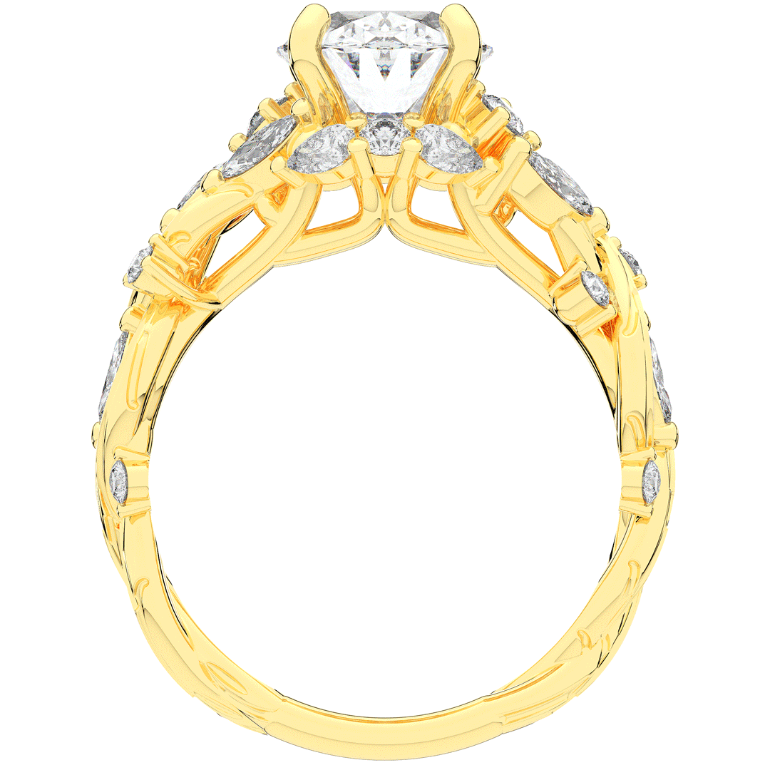 2.60CT.TW OVAL LAB DIAMOND STYLIZED VINE AND TREE BARK FINISH ENGAGEMENT RING - Nazarelle