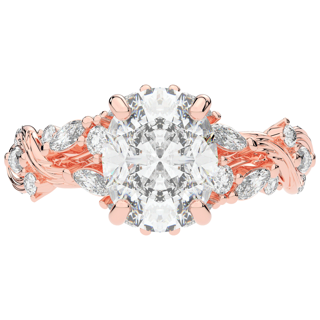 2.60CT.TW OVAL LAB DIAMOND STYLIZED VINE AND TREE BARK FINISH ENGAGEMENT RING - Nazarelle