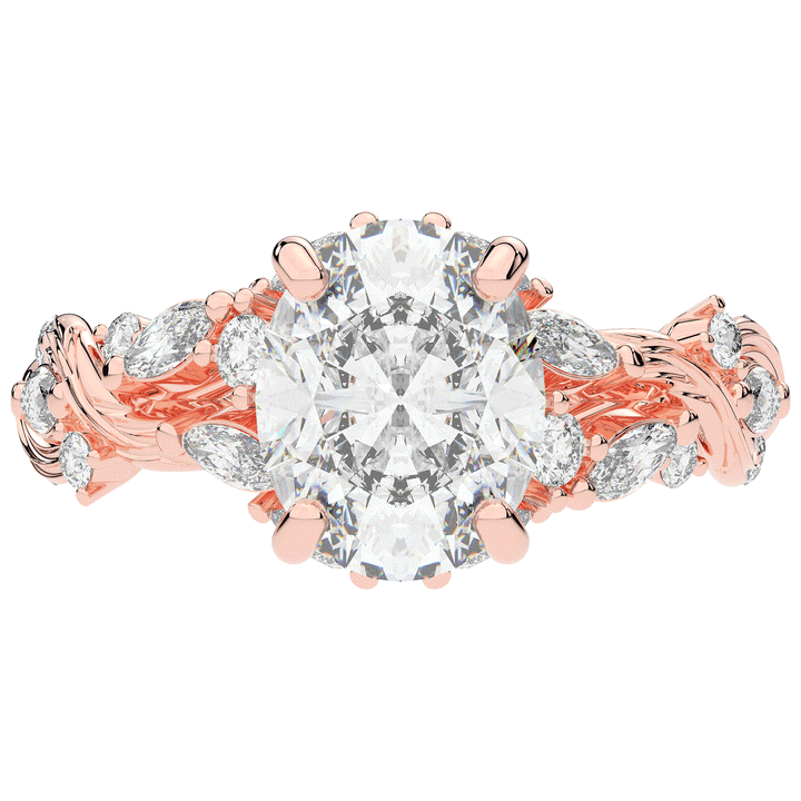 2.60CT.TW OVAL LAB DIAMOND STYLIZED VINE AND TREE BARK FINISH ENGAGEMENT RING - Nazarelle