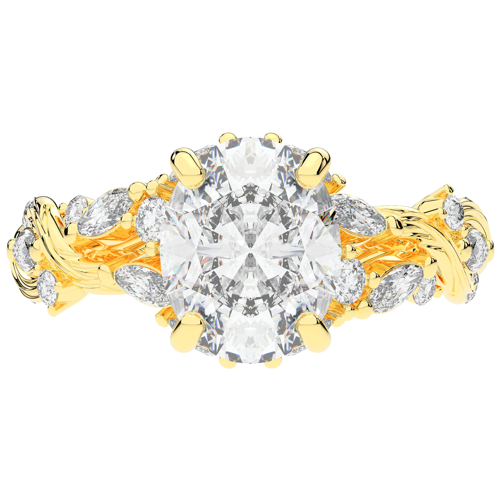 2.60CT.TW OVAL LAB DIAMOND STYLIZED VINE AND TREE BARK FINISH ENGAGEMENT RING - Nazarelle