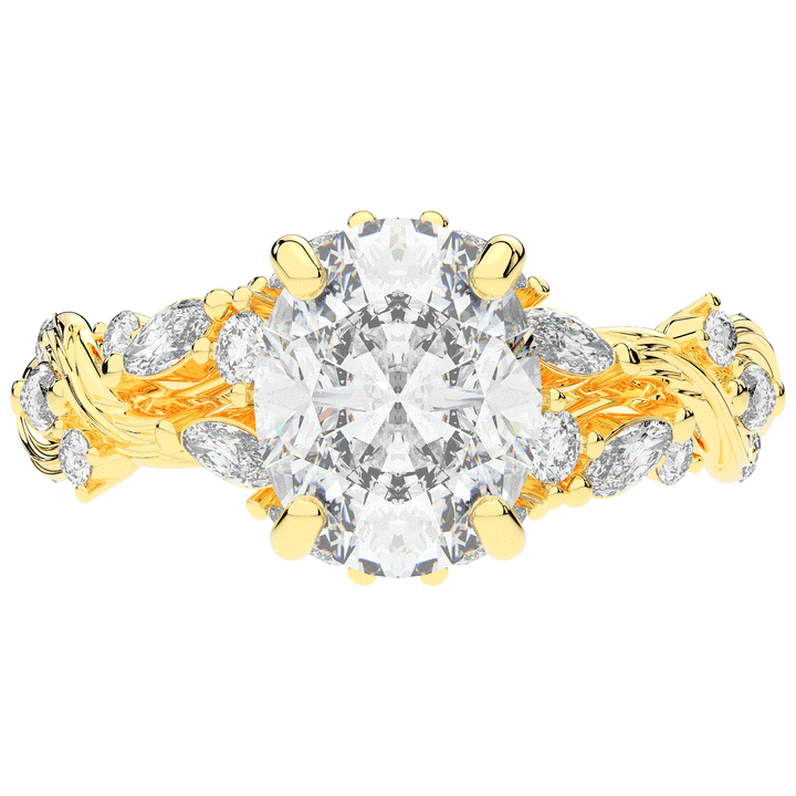 2.60CT.TW OVAL LAB DIAMOND STYLIZED VINE AND TREE BARK FINISH ENGAGEMENT RING - Nazarelle