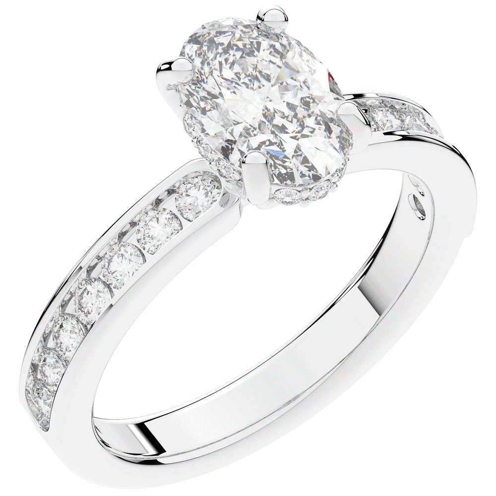 1.95CT.TW OVAL LAB DIAMOND UNDERHALO ENGAGEMENT RING - Nazarelle
