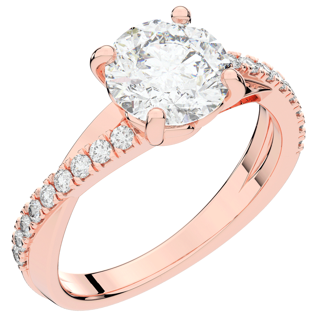 2.20CT.TW ROUND LAB DIAMOND TWISTBAND ENGAGEMENT RING - Nazarelle