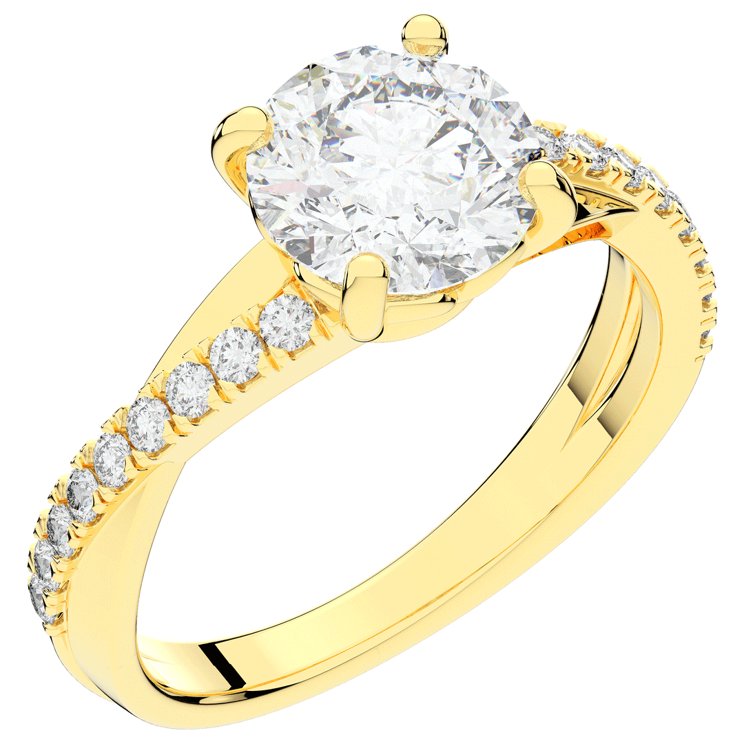 2.20CT.TW ROUND LAB DIAMOND TWISTBAND ENGAGEMENT RING - Nazarelle