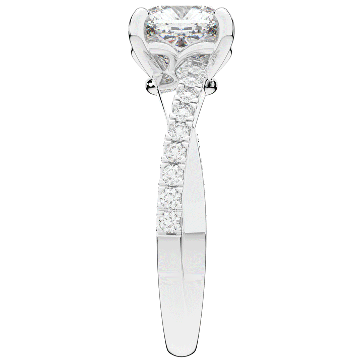 2.20CT.TW CUSHION LAB DIAMOND TWISTBAND ENGAGEMENT RING - Nazarelle