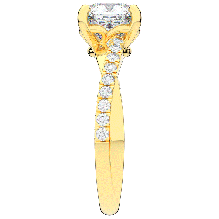 2.20CT.TW CUSHION LAB DIAMOND TWISTBAND ENGAGEMENT RING - Nazarelle