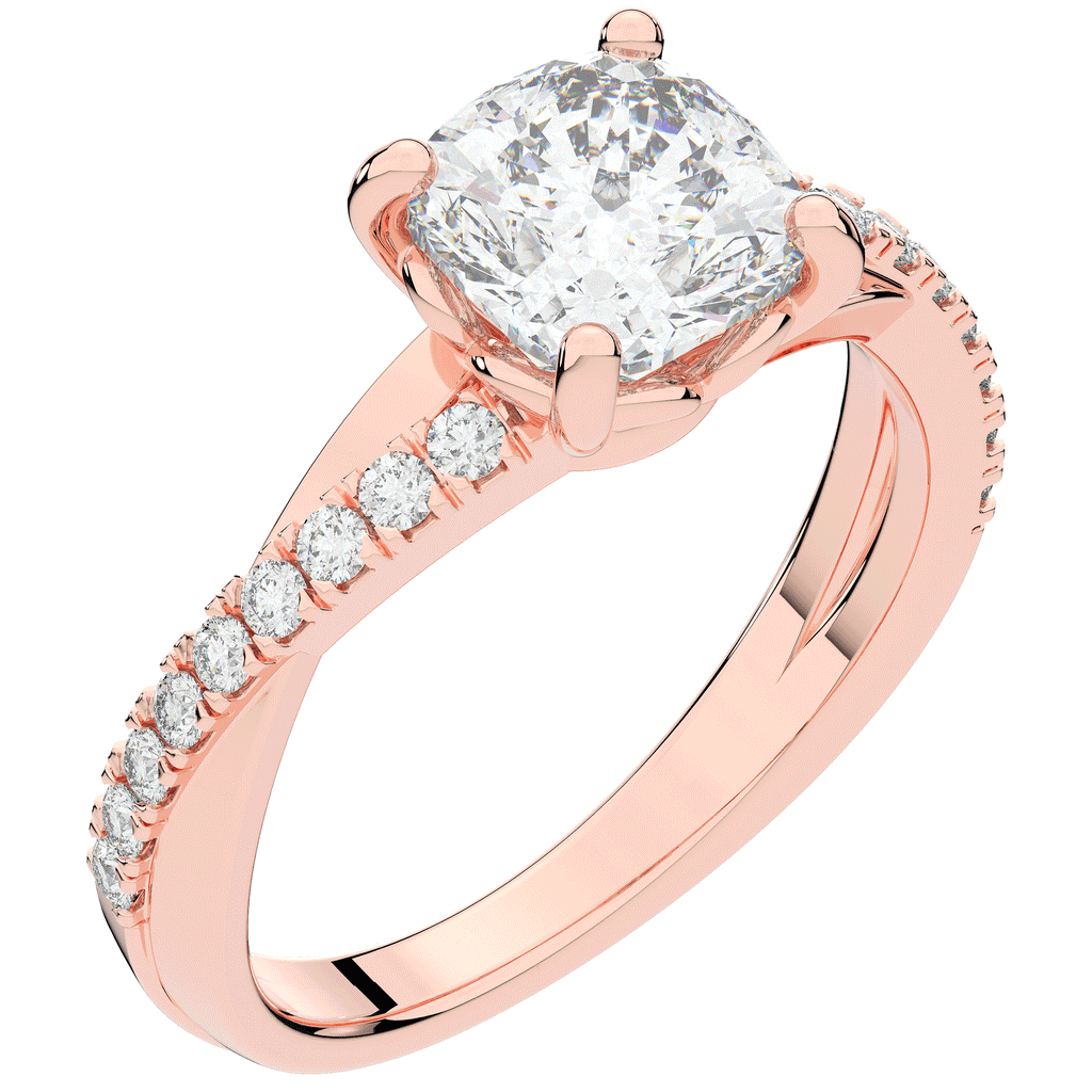 2.20CT.TW CUSHION LAB DIAMOND TWISTBAND ENGAGEMENT RING - Nazarelle