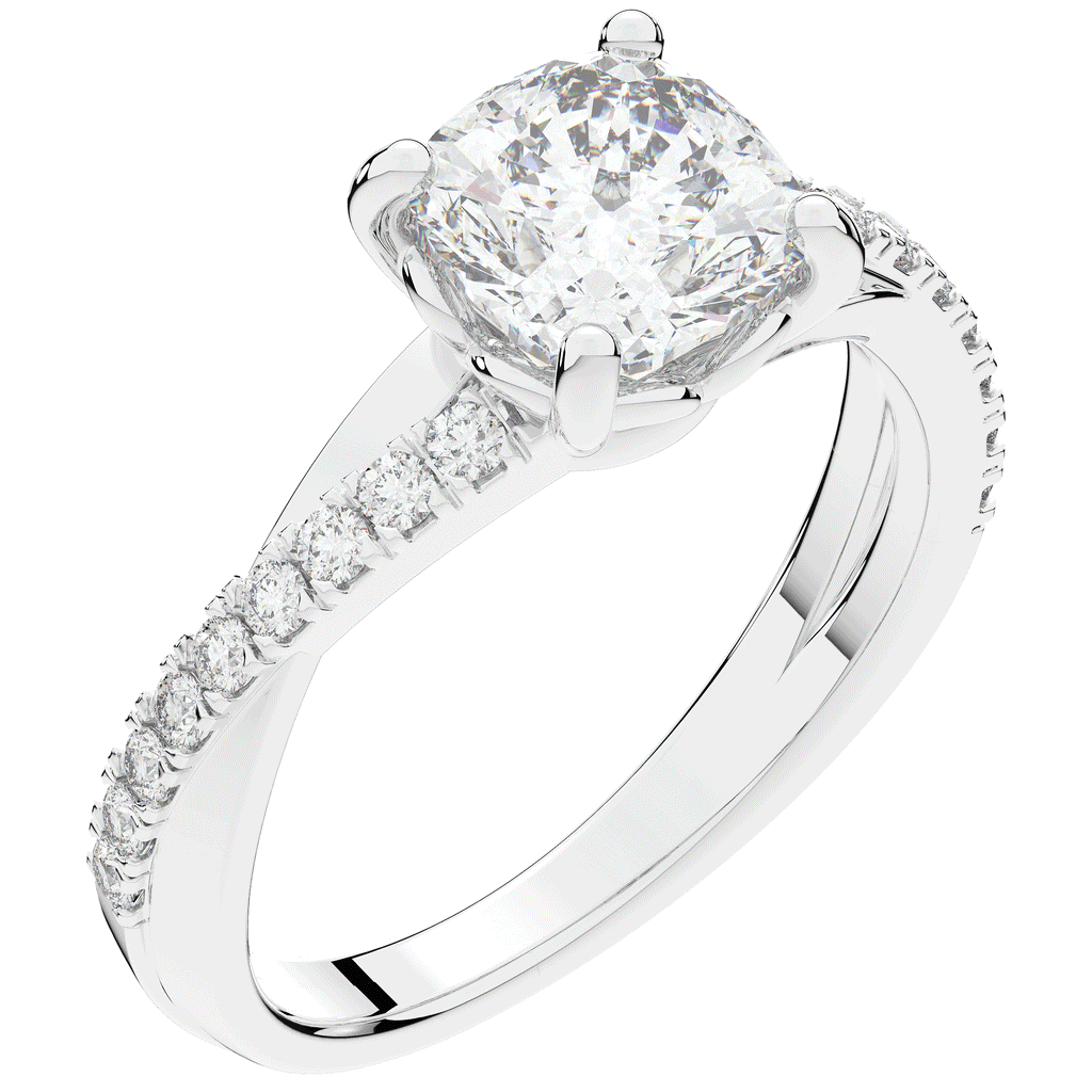 2.20CT.TW CUSHION LAB DIAMOND TWISTBAND ENGAGEMENT RING - Nazarelle