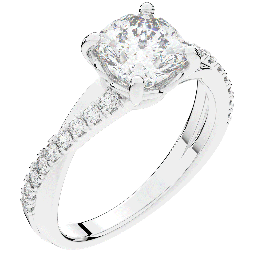 2.20CT.TW CUSHION LAB DIAMOND TWISTBAND ENGAGEMENT RING - Nazarelle