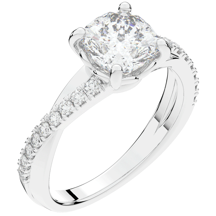 2.20CT.TW CUSHION LAB DIAMOND TWISTBAND ENGAGEMENT RING - Nazarelle